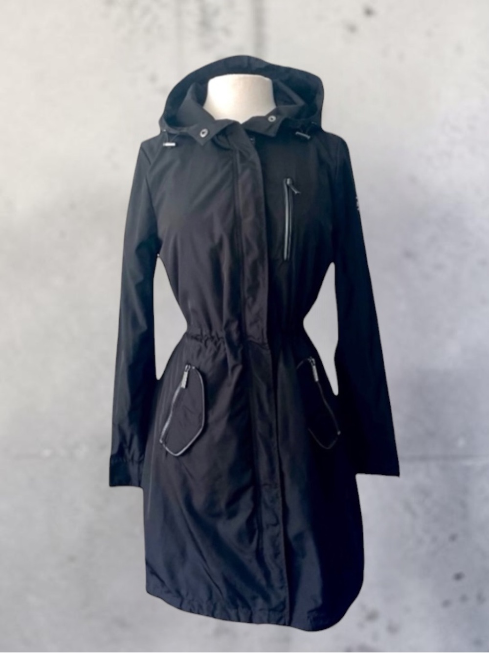 MICHAEL KORS HOODED ZIP SNAP FRONT TRENCHCOAT SIZE XS